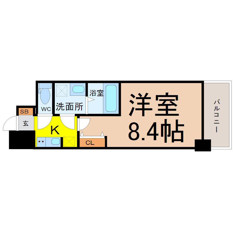 S-RESIDENCE山王(1K/5階)の間取り写真