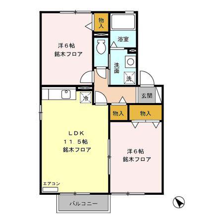 セジュール上徳間A/B(2LDK/2階)の間取り写真