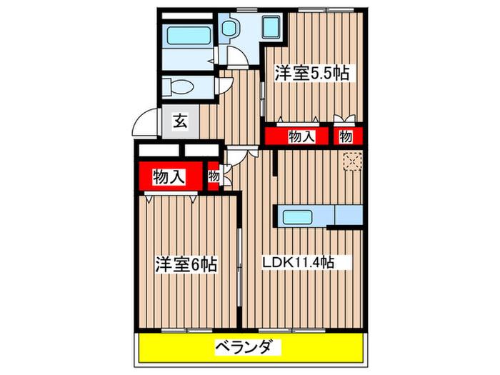 クレストール瑞雲郷(2LDK/2階)の間取り写真