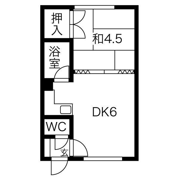 高田ハイツ(1DK/1階)の間取り写真