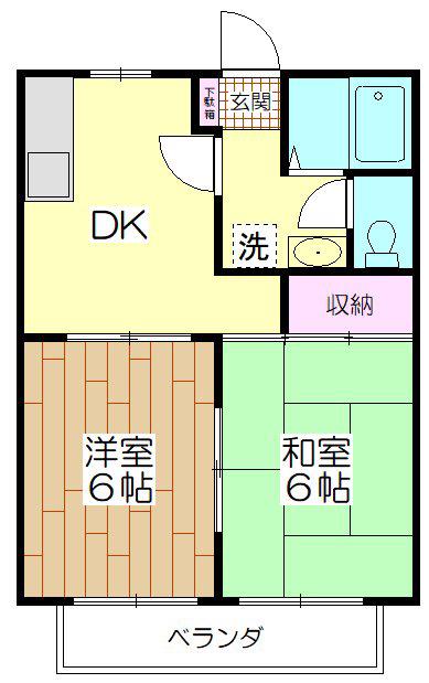 渡辺ハイツII(2DK/2階)の間取り写真