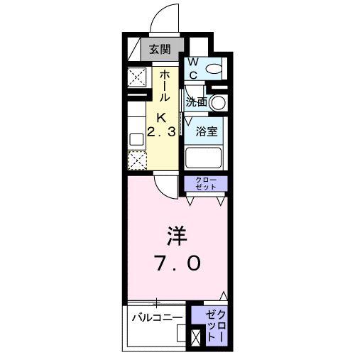 シャトープレッソ原野(1K/2階)の間取り写真