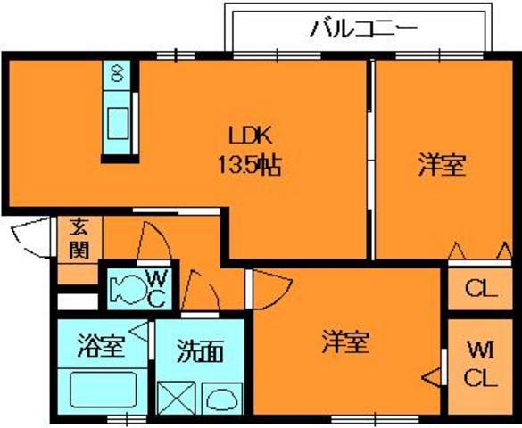 ヒルパストラルⅡ(2LDK/2階)の間取り写真
