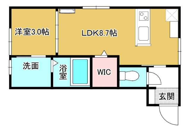ELVITA安養坊(1LDK/2階)の間取り写真