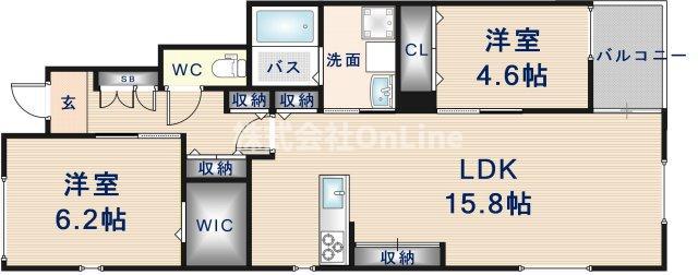 HELENA GARDEN玉串町西III号館(2LDK/1階)の間取り写真