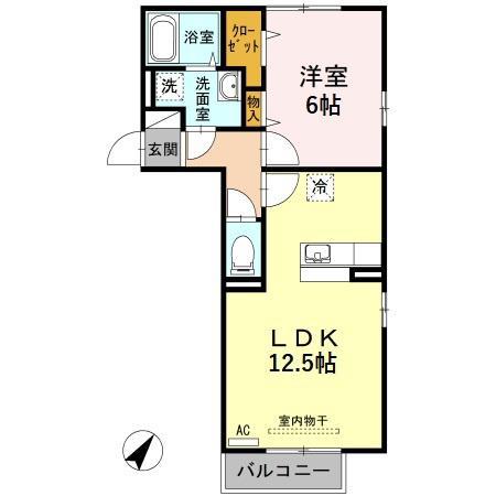 サンモール都Ⅵ(1LDK/2階)の間取り写真