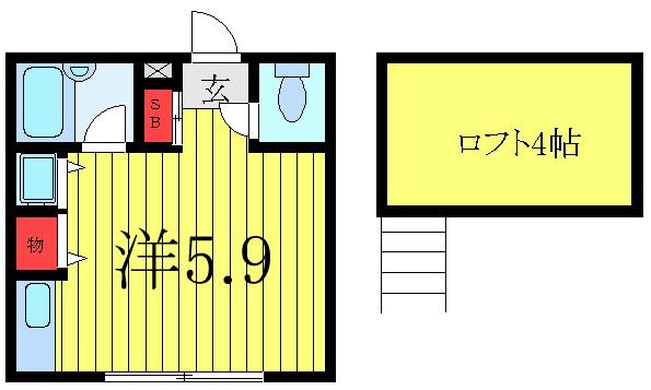 コートサイド富士見(ワンルーム/2階)の間取り写真