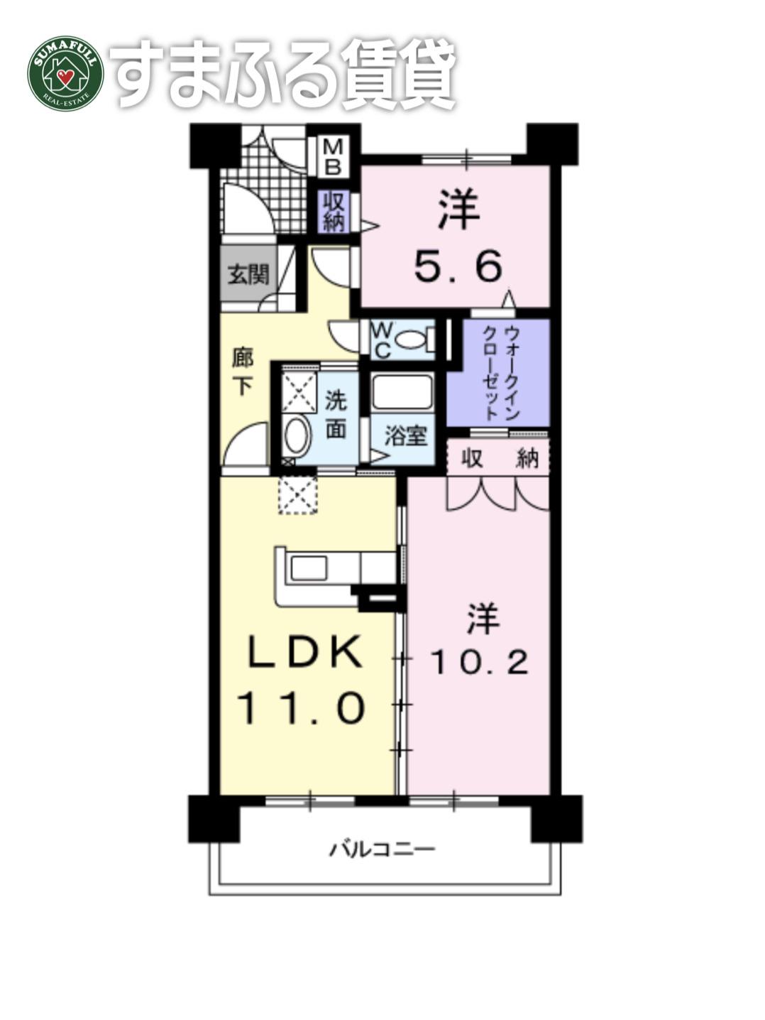 アーデントグレイス(2LDK/3階)の間取り写真