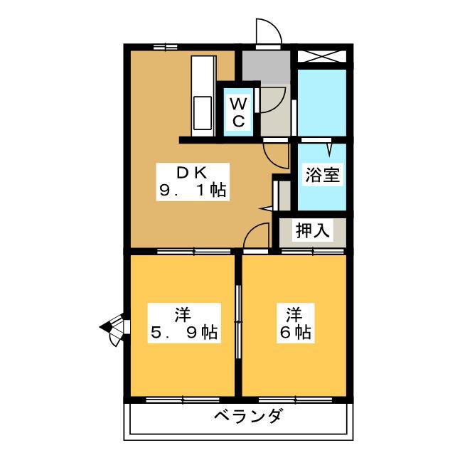 プログレス(2DK/2階)の間取り写真