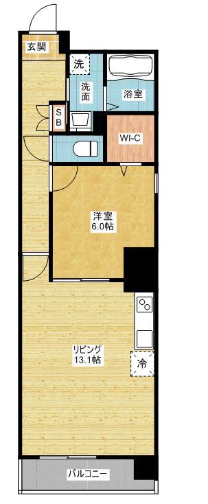 ディアコート千早(1LDK/8階)の間取り写真
