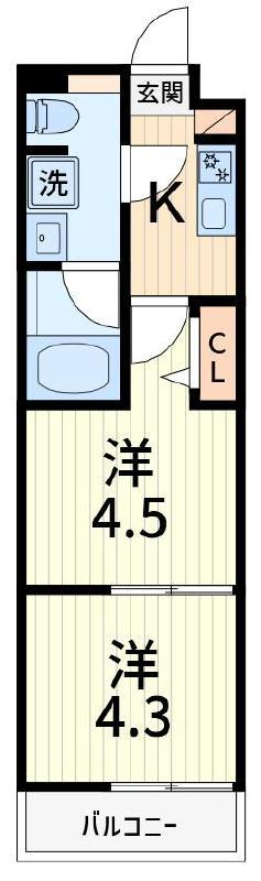 アルコバレーノ北綾瀬(2K/3階)の間取り写真