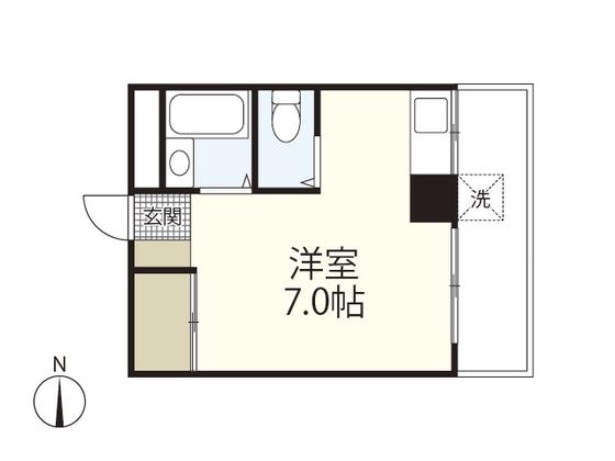 杉本ビル(ワンルーム/3階)の間取り写真