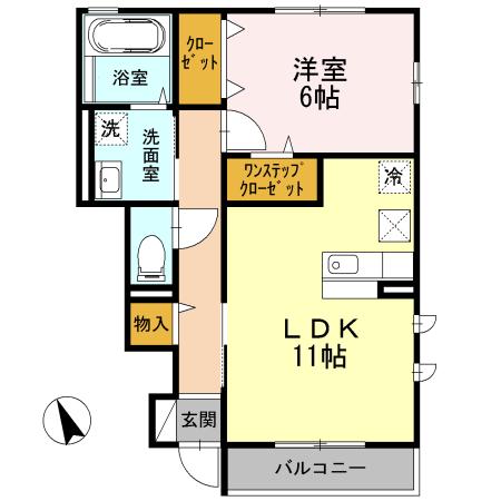 パピオン スズキ(1LDK/1階)の間取り写真