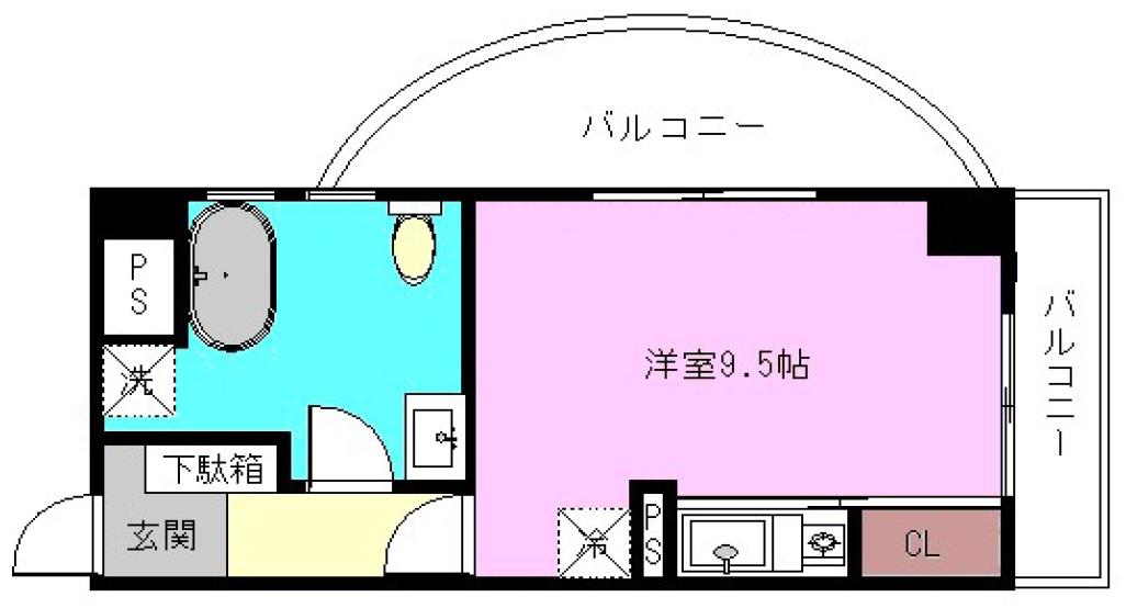 パールコート(ワンルーム/3階)の間取り写真