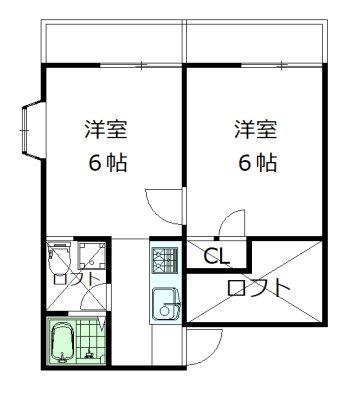 ベルビーハナタキ(2SK/1階)の間取り写真
