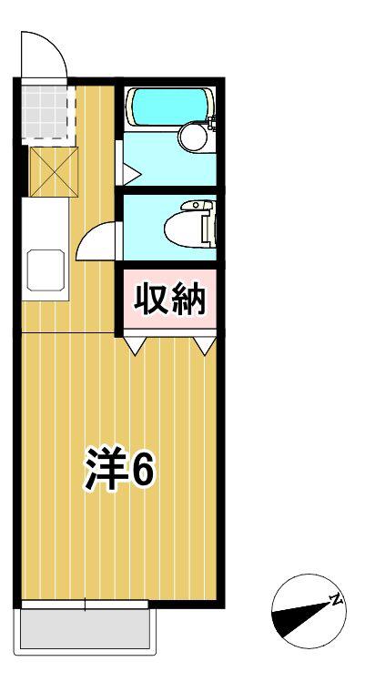 ペガサスハイツ(1K/2階)の間取り写真