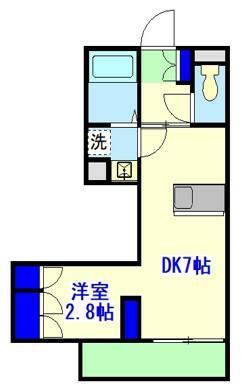 ルミエール藍(1DK/2階)の間取り写真