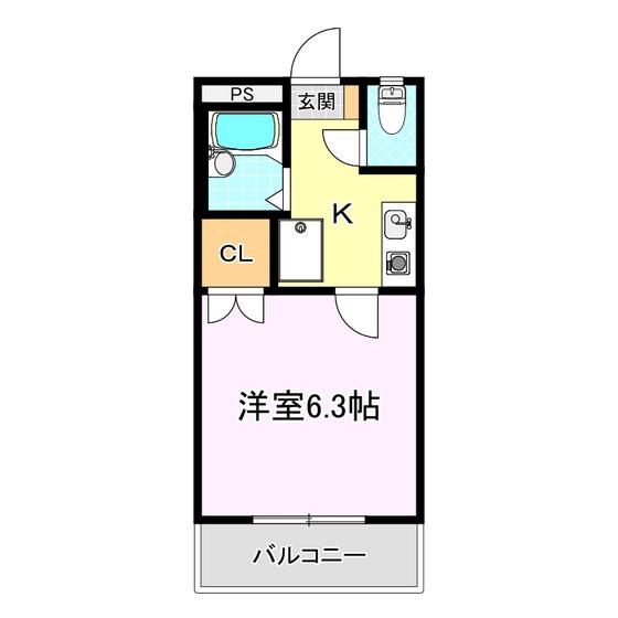 カーサ図景(1K/3階)の間取り写真