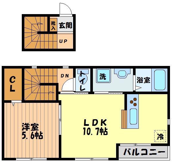 ホワイトテラス(1LDK/2階)の間取り写真