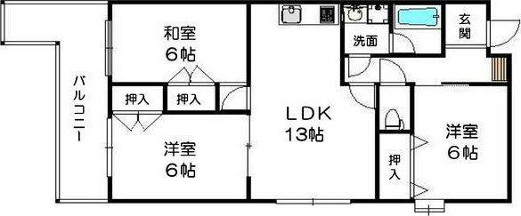 サンクリスタルハウス(3LDK/5階)の間取り写真