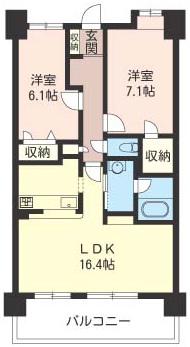 ウエストヴァレィー壱番館(2LDK/7階)の間取り写真