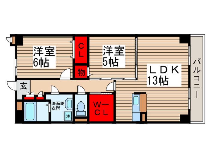 ハイエストディーマー グラシア(2LDK/4階)の間取り写真