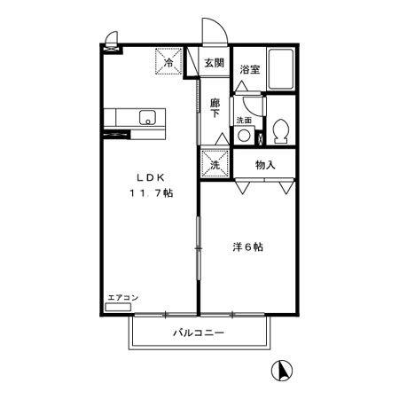 グランシャリオ・フォルテ(1LDK/2階)の間取り写真