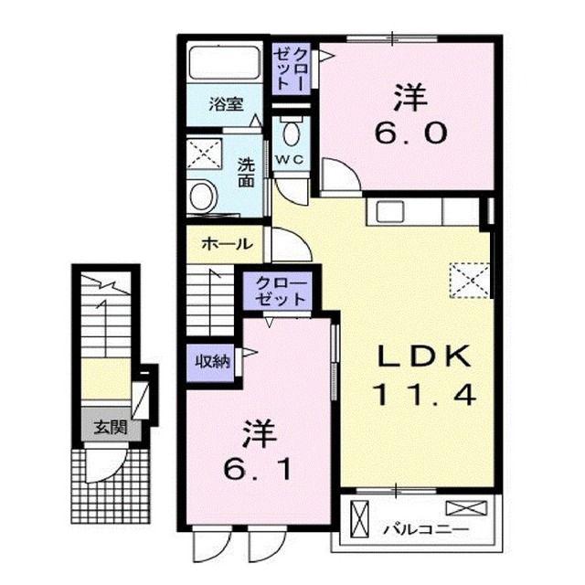 ナチュラルプラス(2LDK/2階)の間取り写真