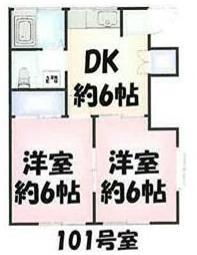 湘南テラス 辻堂(2DK/1階)の間取り写真