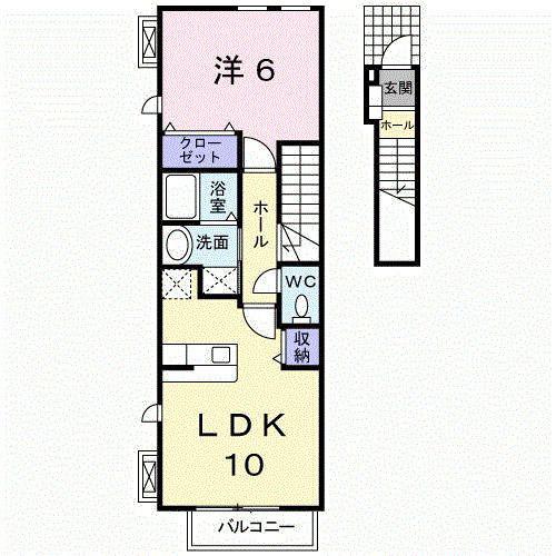クラール(1LDK/2階)の間取り写真