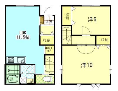 ライフキャップ松根東(2LDK/1階)の間取り写真
