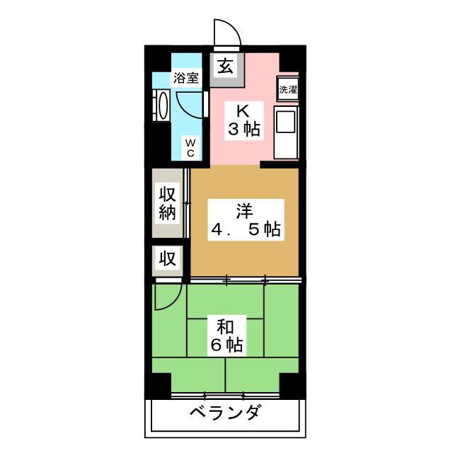 渡辺マンション(1DK/5階)の間取り写真