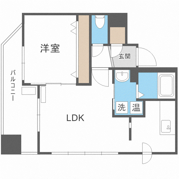 ラ・ソレイユ南2条(1LDK/4階)の間取り写真