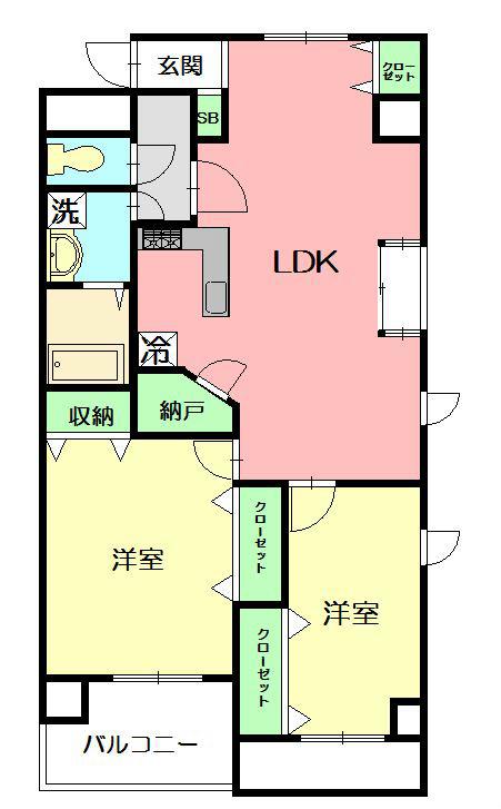 ラトゥールレジュモー(2LDK/3階)の間取り写真