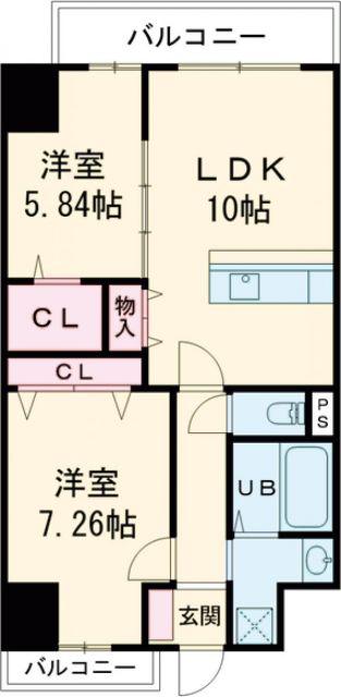 FREEDOM RESIDENCE堺寺地町(2LDK/6階)の間取り写真