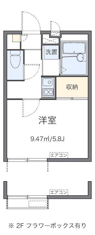 PROSPERII(1K/2階)の間取り写真