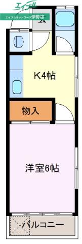 フクミビル(1K/2階)の間取り写真
