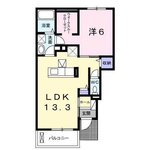 フローラII(1LDK/1階)の間取り写真