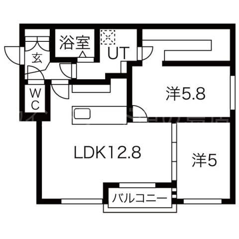 シティプレミア月寒東(2LDK/1階)の間取り写真