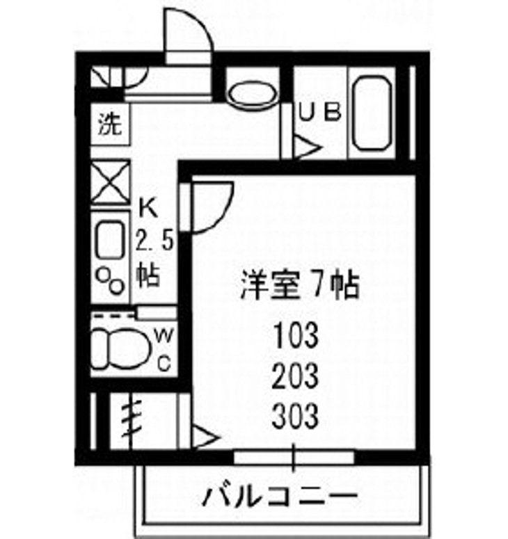 ヴィラアイビー(1K/2階)の間取り写真