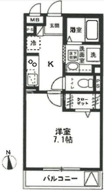 ダイワプレミア当代島 II(1K/3階)の間取り写真