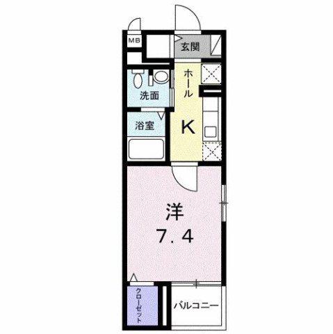 グランツ・K(1K/3階)の間取り写真