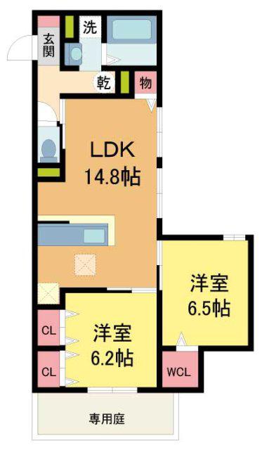 CORTE BREEZA御影(2LDK/1階)の間取り写真