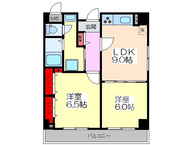 サンあいI号館(2LDK/5階)の間取り写真