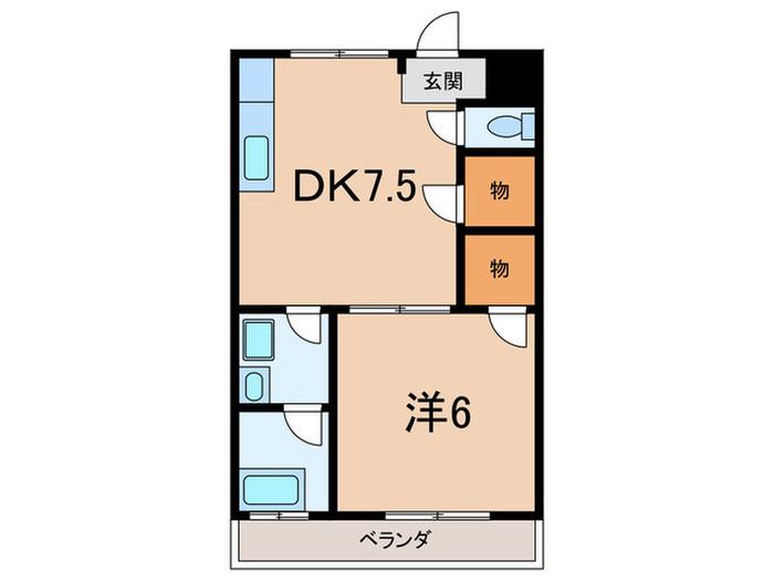 シャレー北青木(1DK/1階)の間取り写真