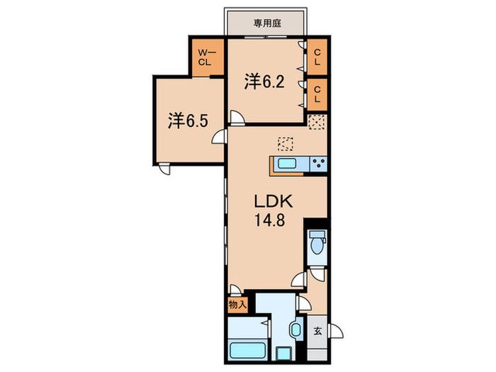 CORTE BREEZA御影(2LDK/1階)の間取り写真