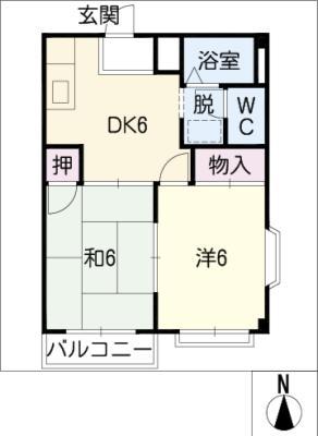 グリーンエルディム II(2DK/1階)の間取り写真