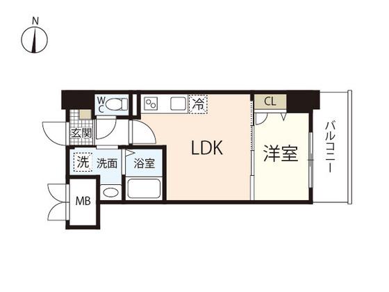 サーパスフォーシア大供(1LDK/12階)の間取り写真