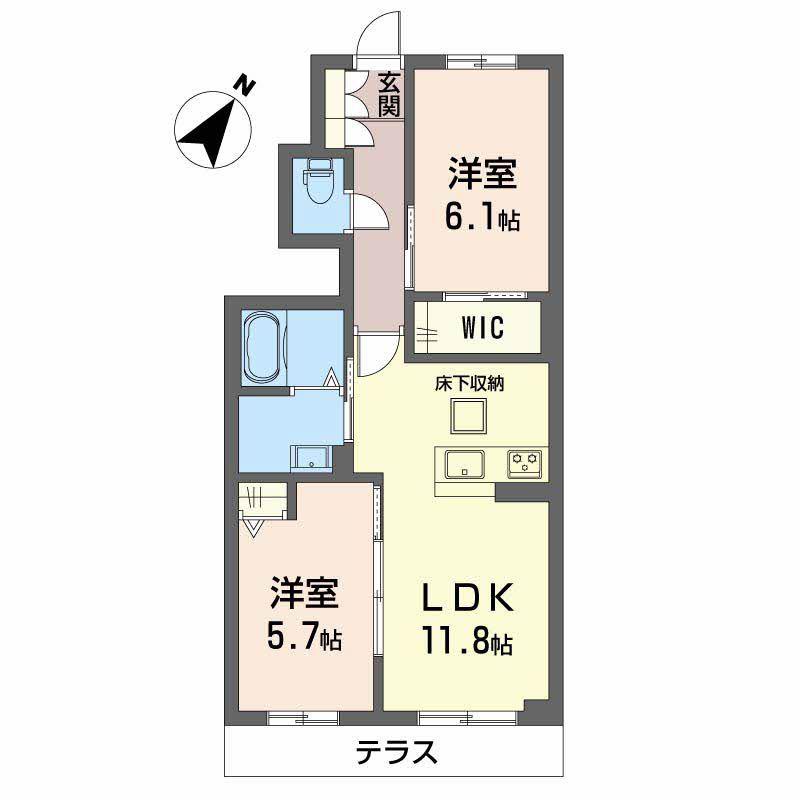 シャーメゾン瀬戸(2LDK/1階)の間取り写真