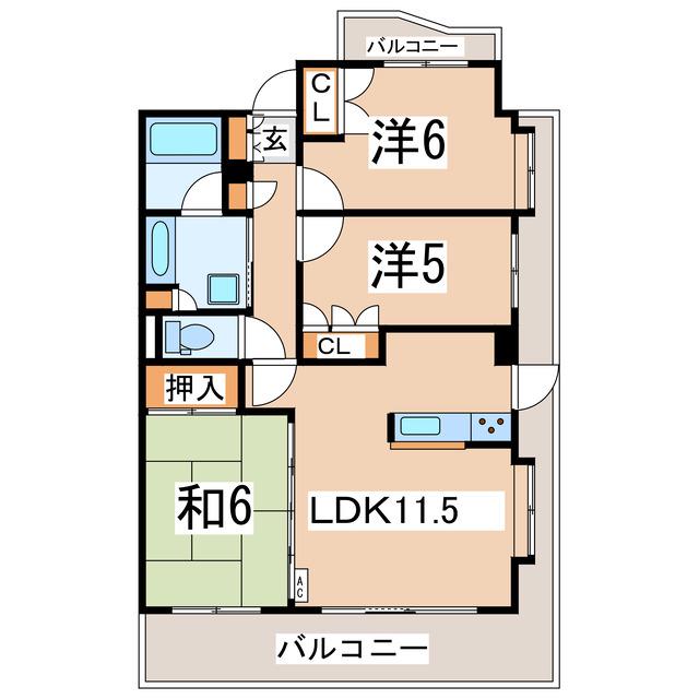 サンヴァーリオ菜根(3LDK/3階)の間取り写真
